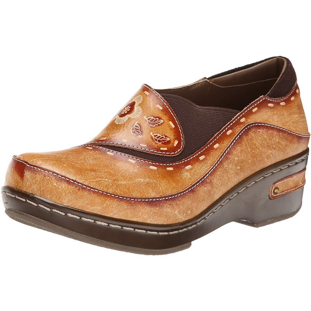 L'Artiste by Spring Step Womens Burbank Leather Slip-On Shoe -- Natural NEW